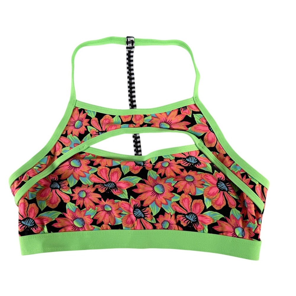Dolfin Uglies Revibe Women's Size L Swim Bikini Top Electric Floral Neon New